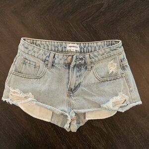 superdown Light Blue Distressed Jean Shorts